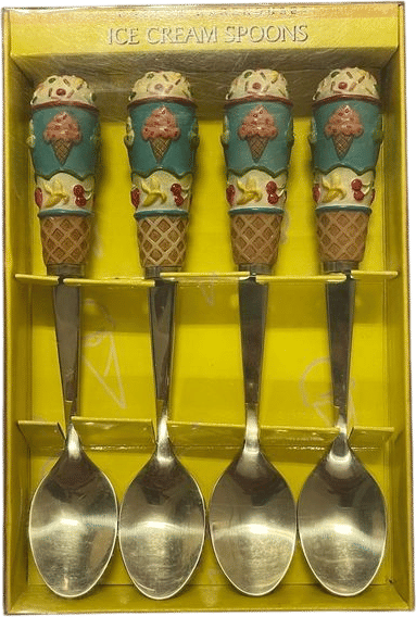 1998 NOS Set of 4 Ice Cream Spoons - Boston Warehouse