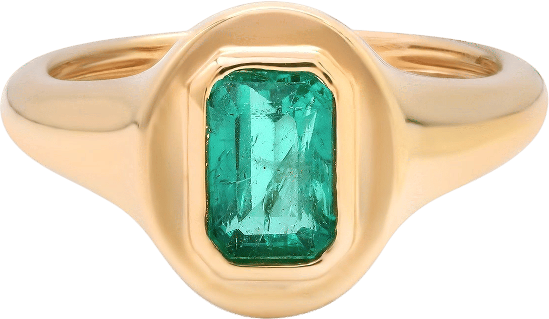 Emerald Cut Emerald Pinky Ring