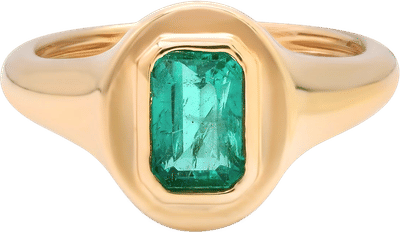 Emerald Cut Emerald Pinky Ring