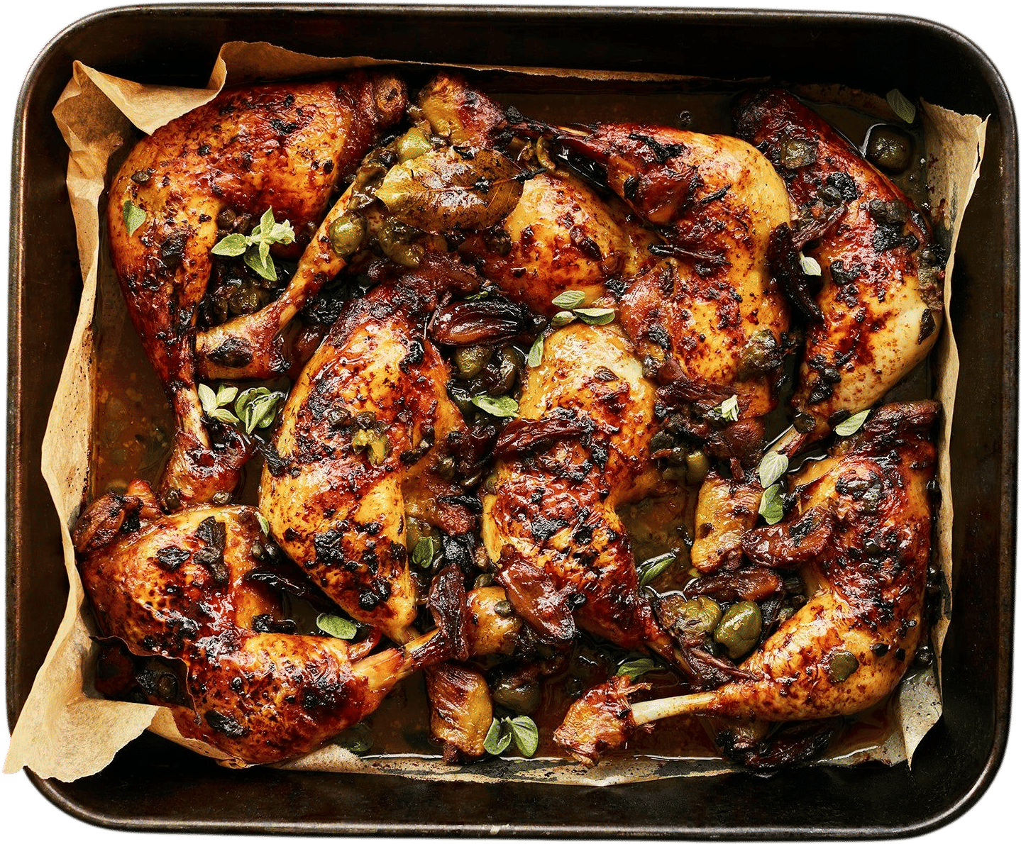 Roast Chicken with Dates, Olives and Capers