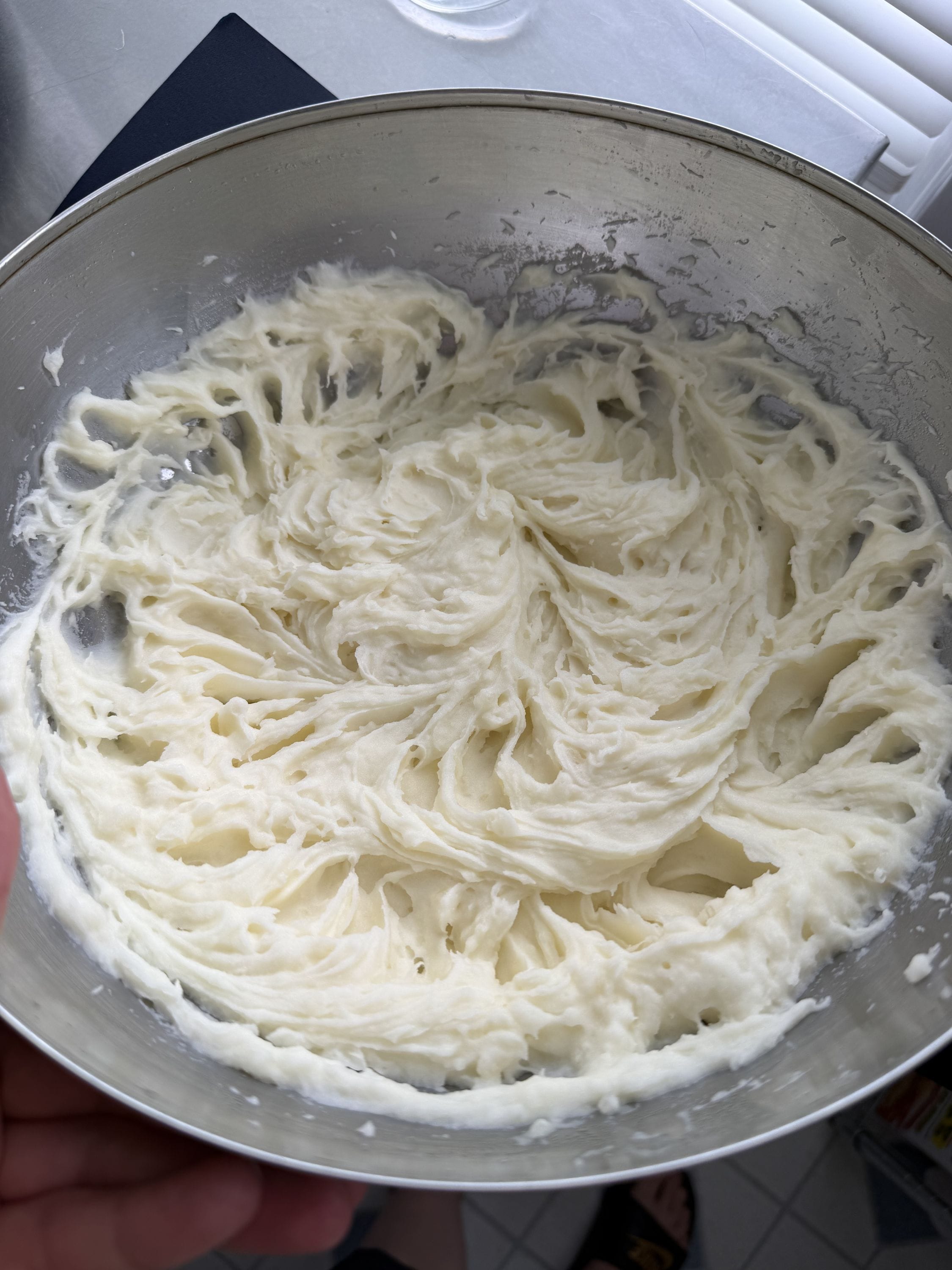 Using a hand mixer to make mashed potatoes