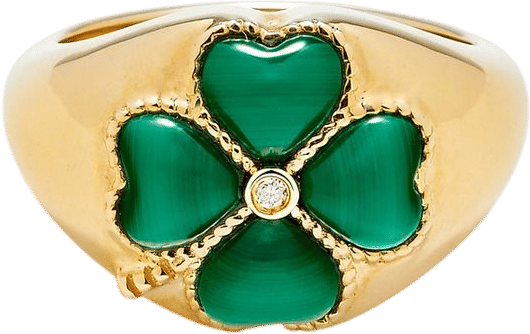 Yvonne Léon Mini Clover Malachite Dome Ring