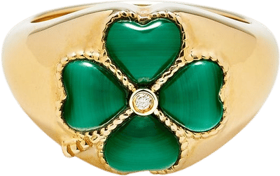 Mini Clover Malachite Dome Ring