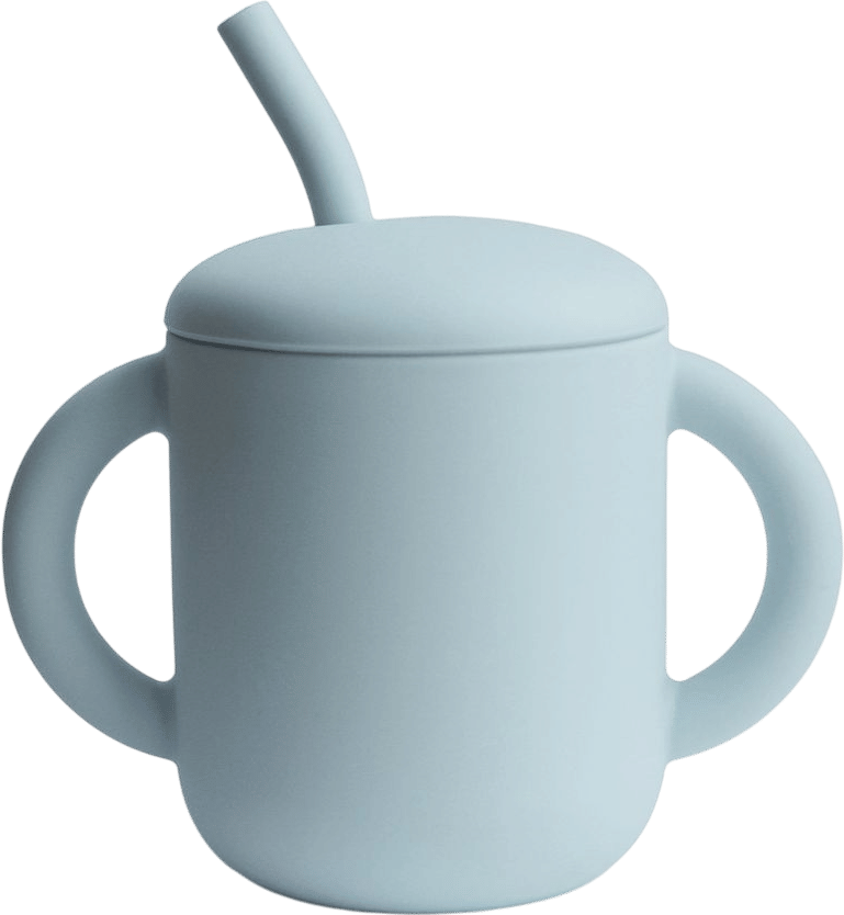 mushie Silicone Training Cup with Straw – BPA-Free, Easy to Hold - Powder Blue | Grove Collaborative