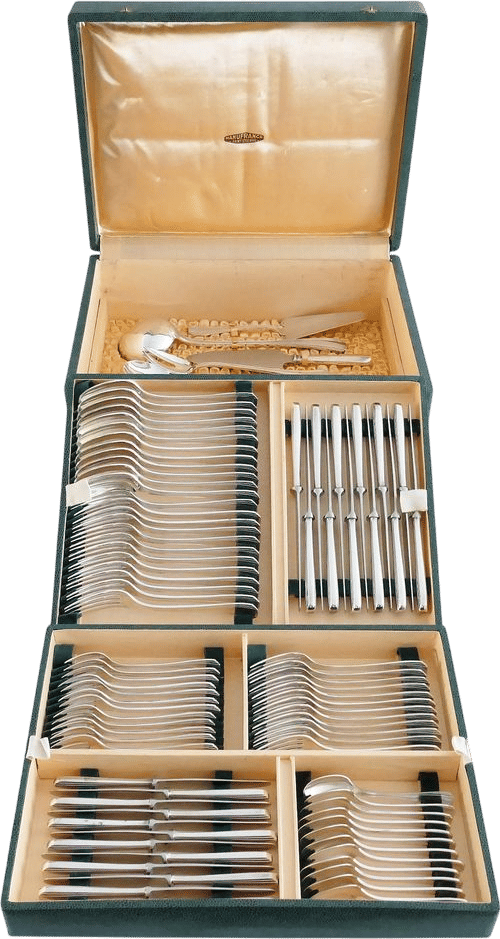 Christofle Boreal Silver-plated cutlery set - 102-piece/12-person - designed by Luc Lanel
