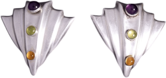 Multistone Silver Sculptural Silver Clip-On Earrings | Khata Space