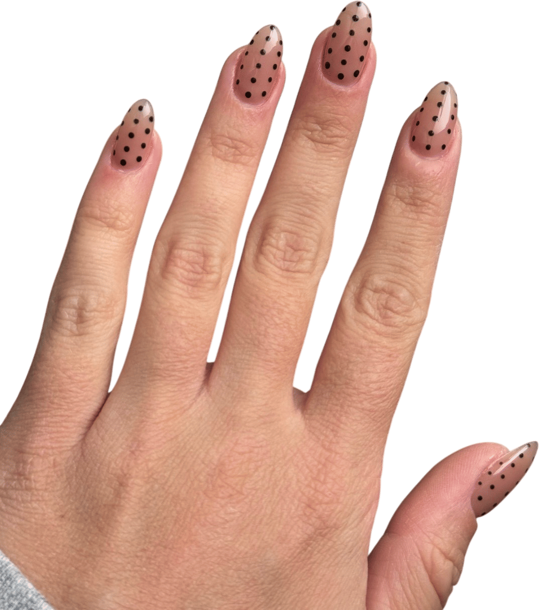 Sheer with Black Polka Dot Manicure