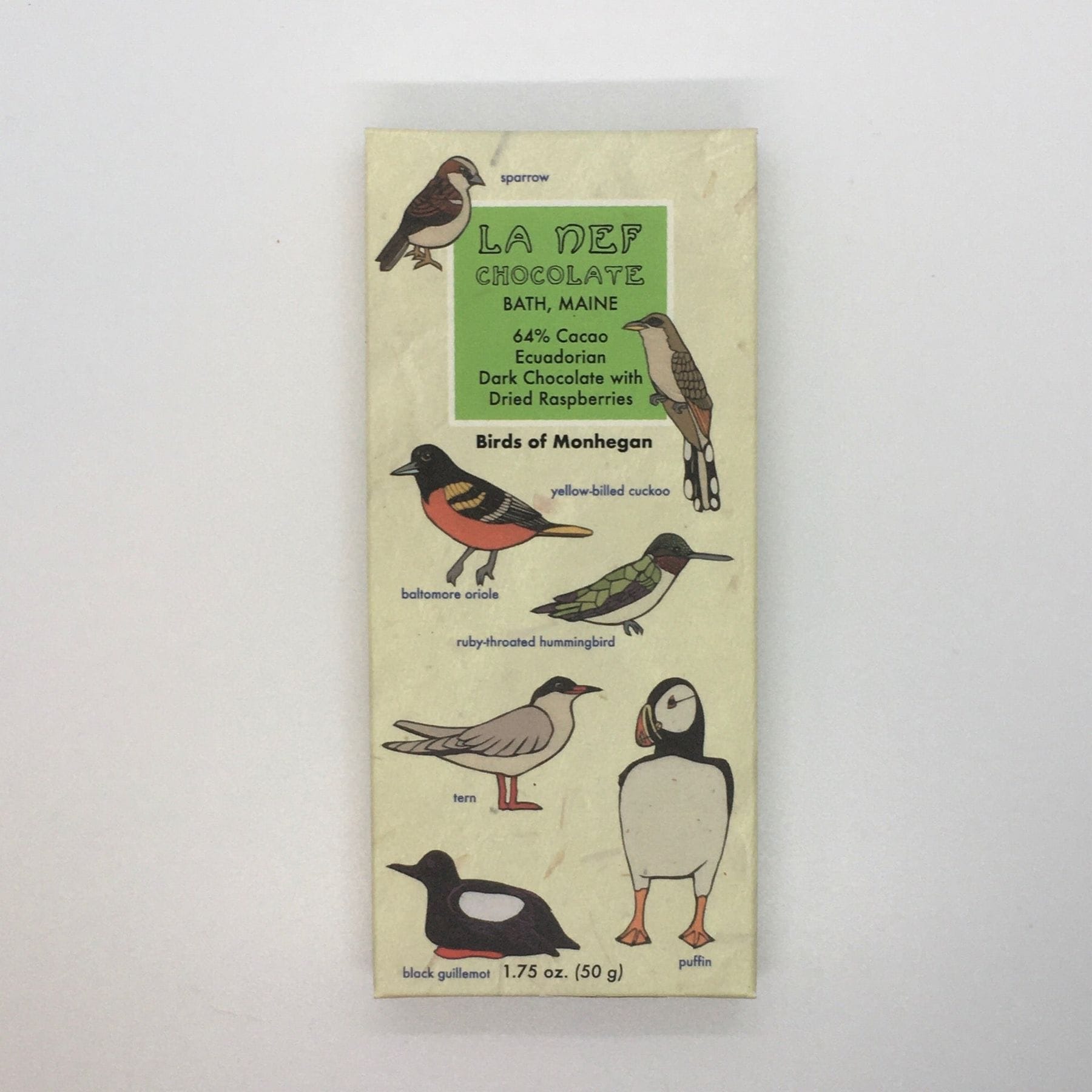 BIRDS: 64% Cacao Dark Chocolate with Dried Raspberries