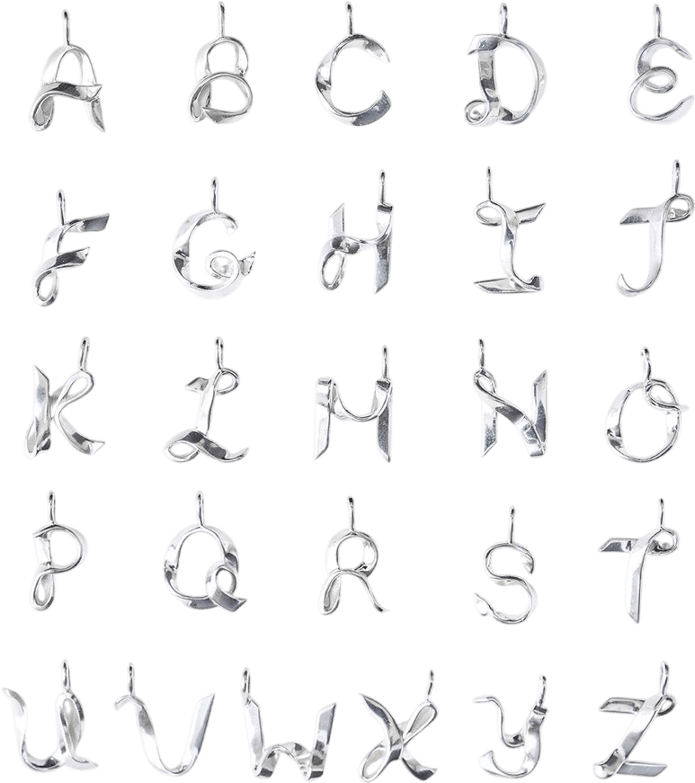 Ribbon Letter Pendant Necklace