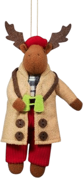 Fabric Moose in Winter Coat Christmas Tree Ornament