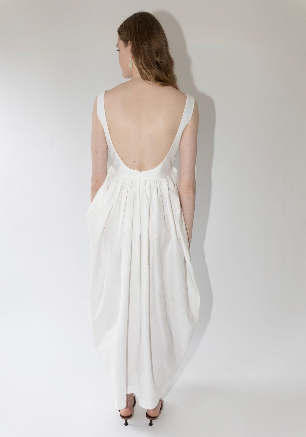 Róhe Sculptural Textured Cotton Dress in Off White