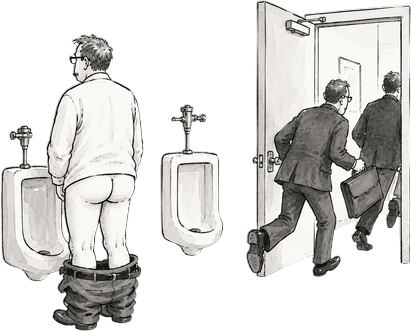 At the urinal? Drop ‘em to the floor!