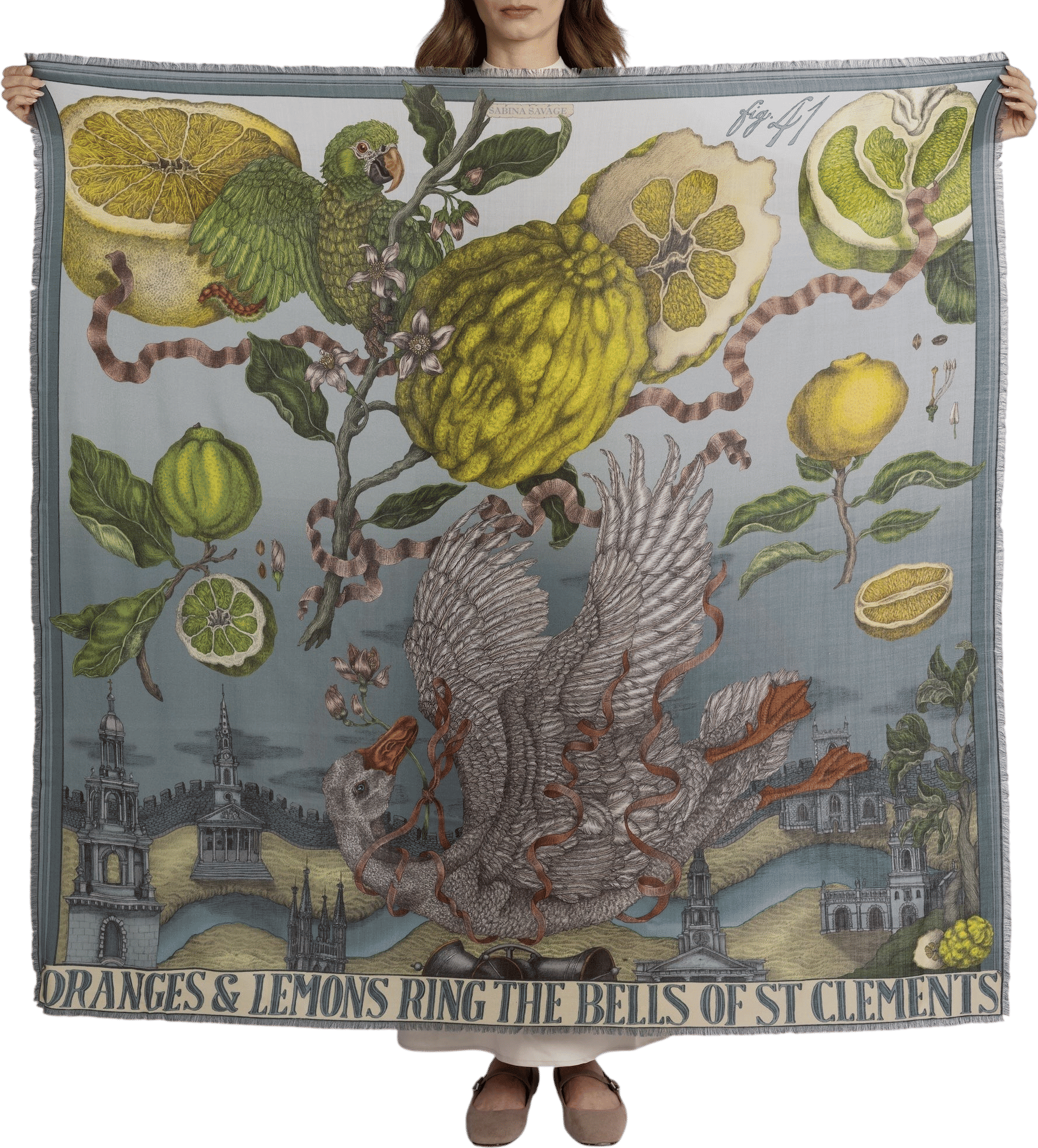 Oranges and Lemons Wool Silk Shawl 135