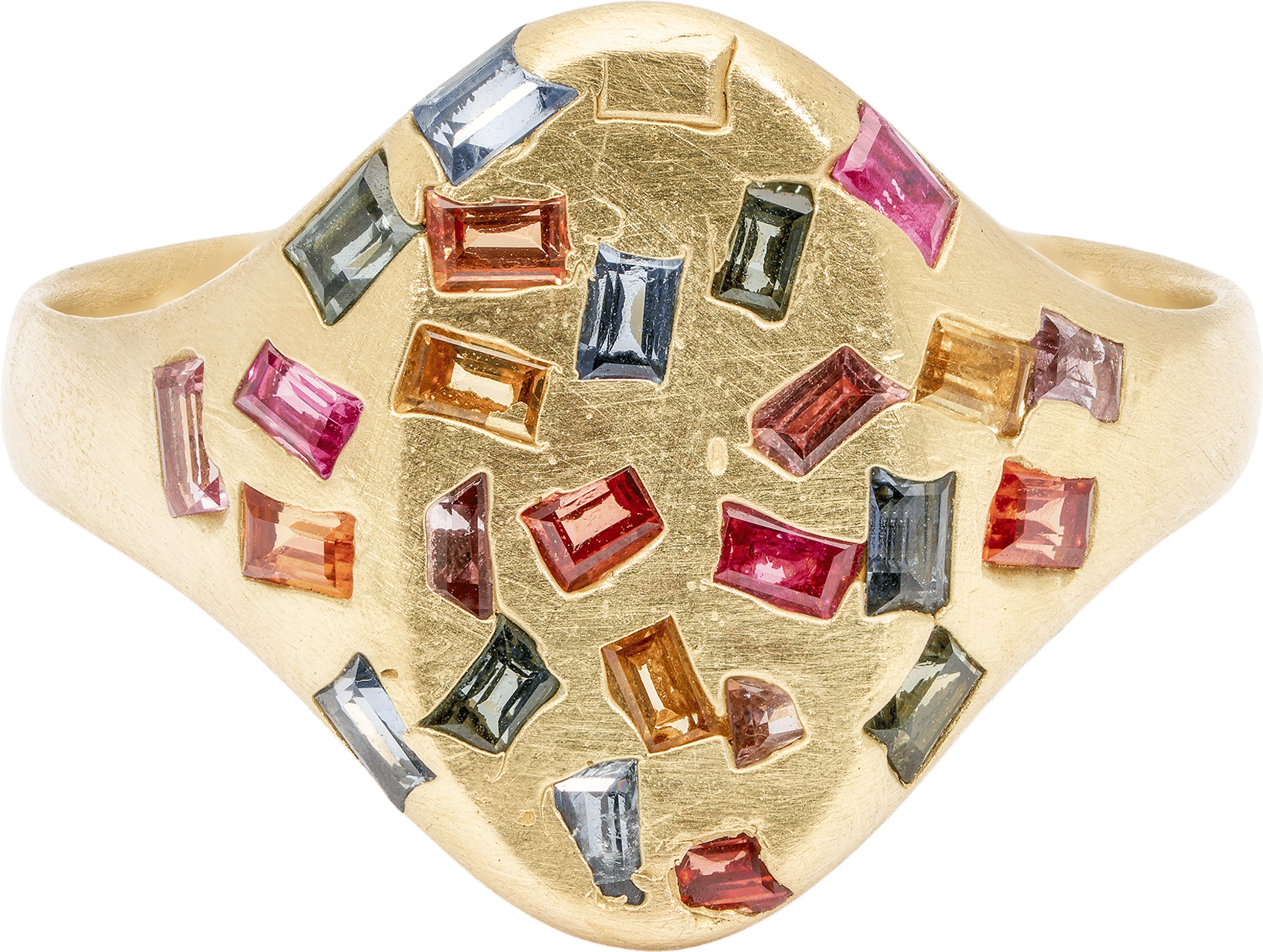 Rainbow Baguette Signet Ring