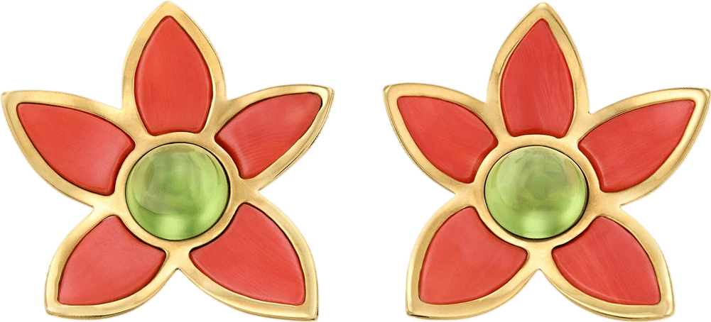 Taffin Coral and Peridot Earrings