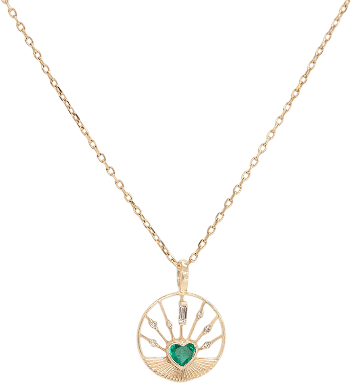 Emerald Heart and Diamond Necklace