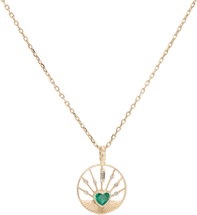 Emerald Heart and Diamond Necklace