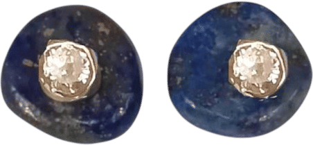 Lapis Lazuli Diamond Stud Earrings