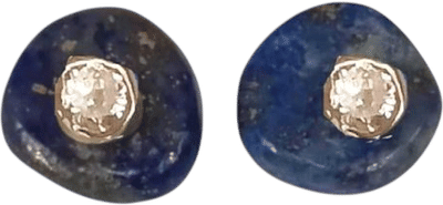 Lapis Lazuli Diamond Stud Earrings