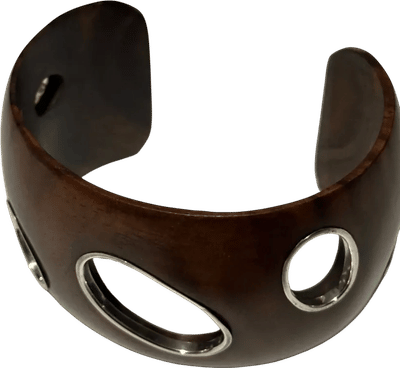 Vintage Silver and Wood Carved Cuff Bracelet