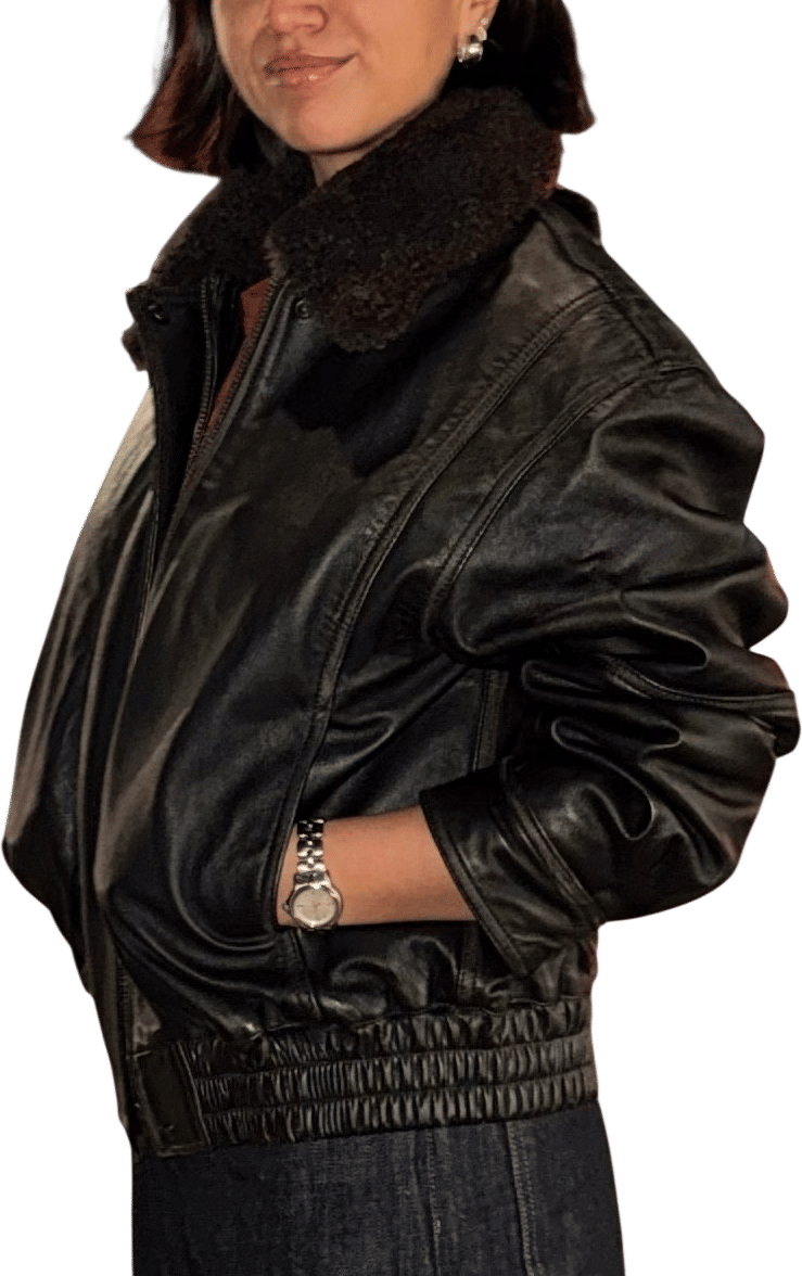 Soft lambskin leather jacket with shearling collar