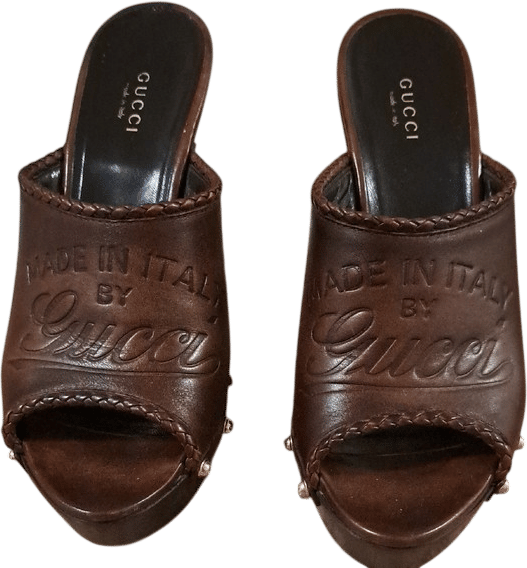 Gucci Women's Brown Leather Slide Sandals