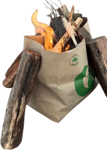 Fillin up a paper bag with kindling to start a fire. like duh.