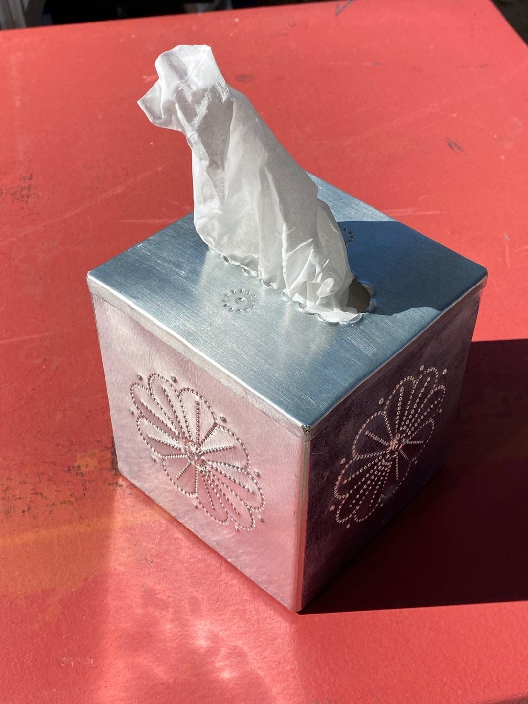 Punched Tin Tissue Box Cover