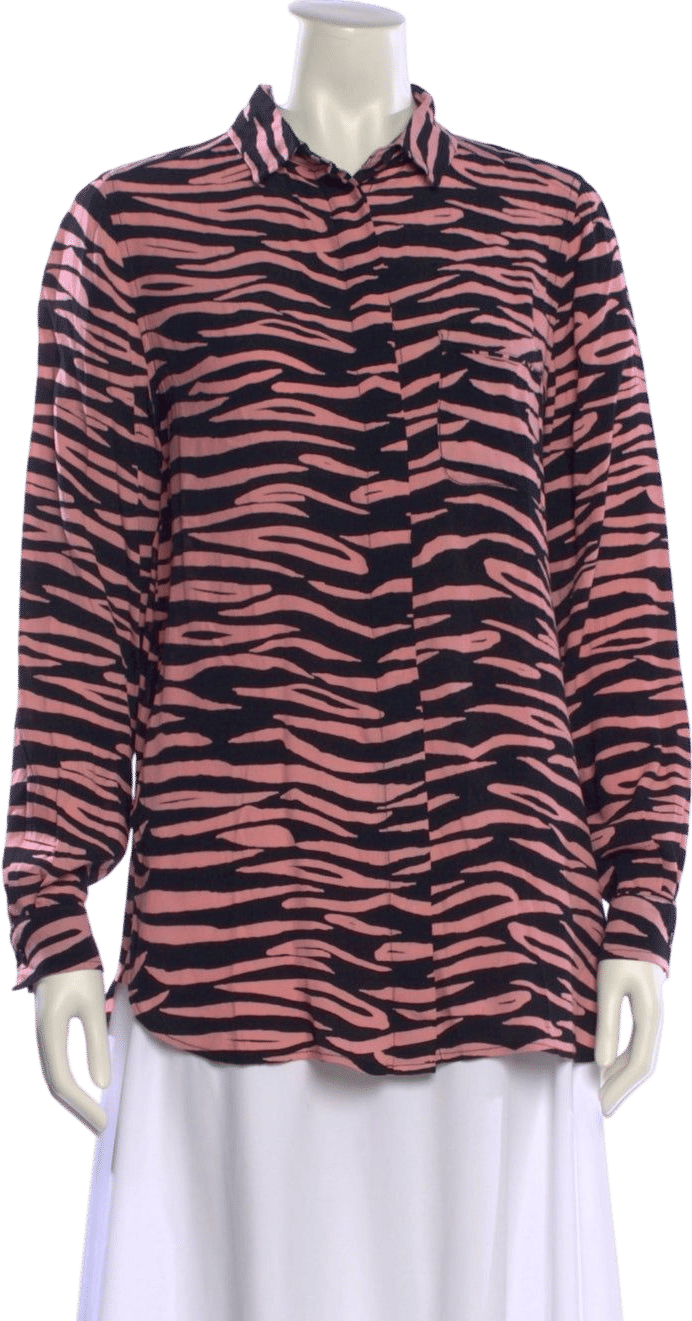 Animal Print Long Sleeve Button-Up Top