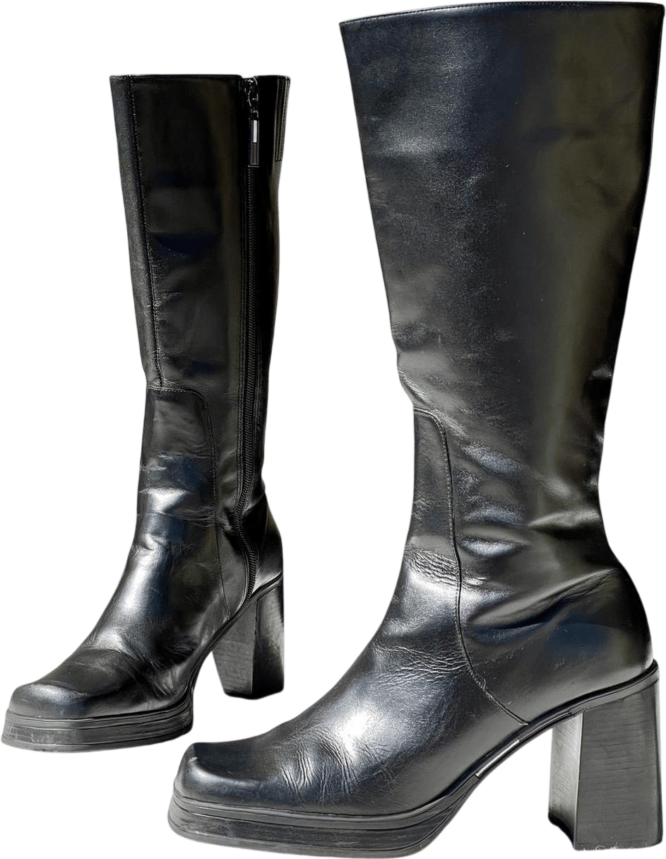 Vintage 90s Tommy Hilfiger Chunky Heel Knee-High Boots