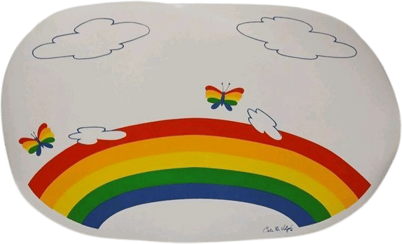 1980s Vintage Rainbow Placemat Butterflies Placemat Vinyl Placemat LGBTQ Pride