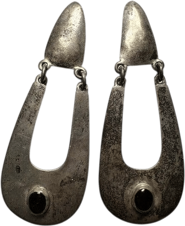 Sterling Black Onyx Dangle Earrings