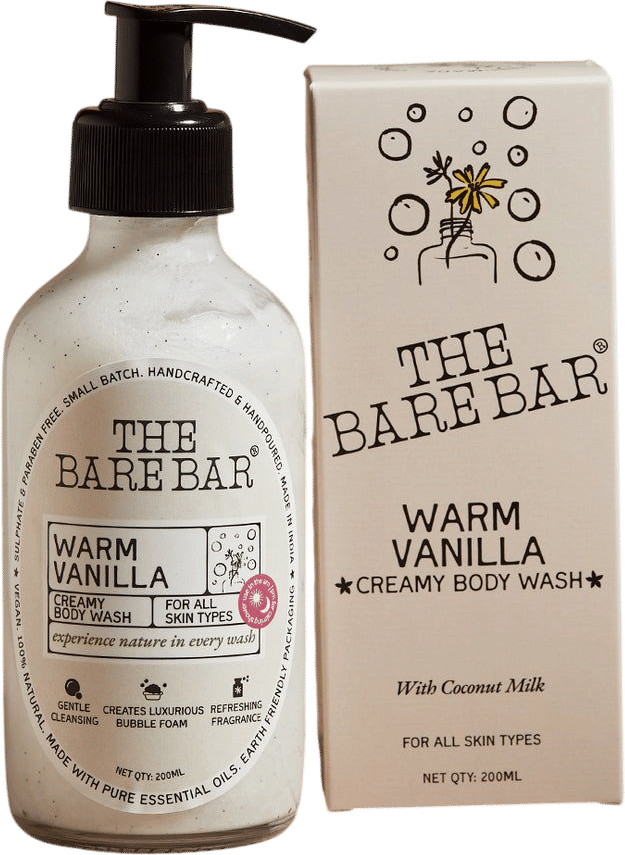 the bare bar body wash- warm vanilla