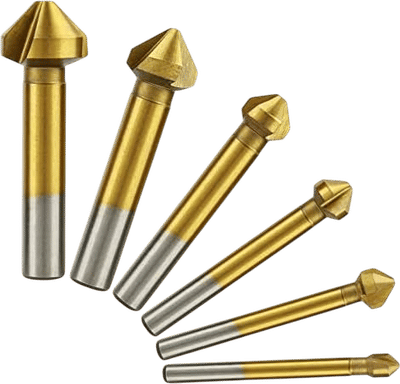 Tonsiki 6-Piece Titanium-Coated HSS Countersink Drill Bit Set