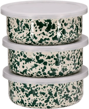 Storage Bowl (Green/Cream Splatter)