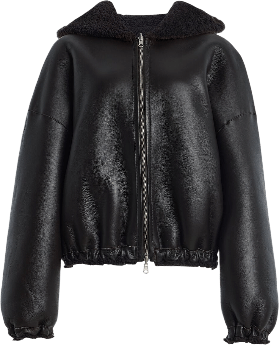 Nera Hooded Shearling Bomber Jacket