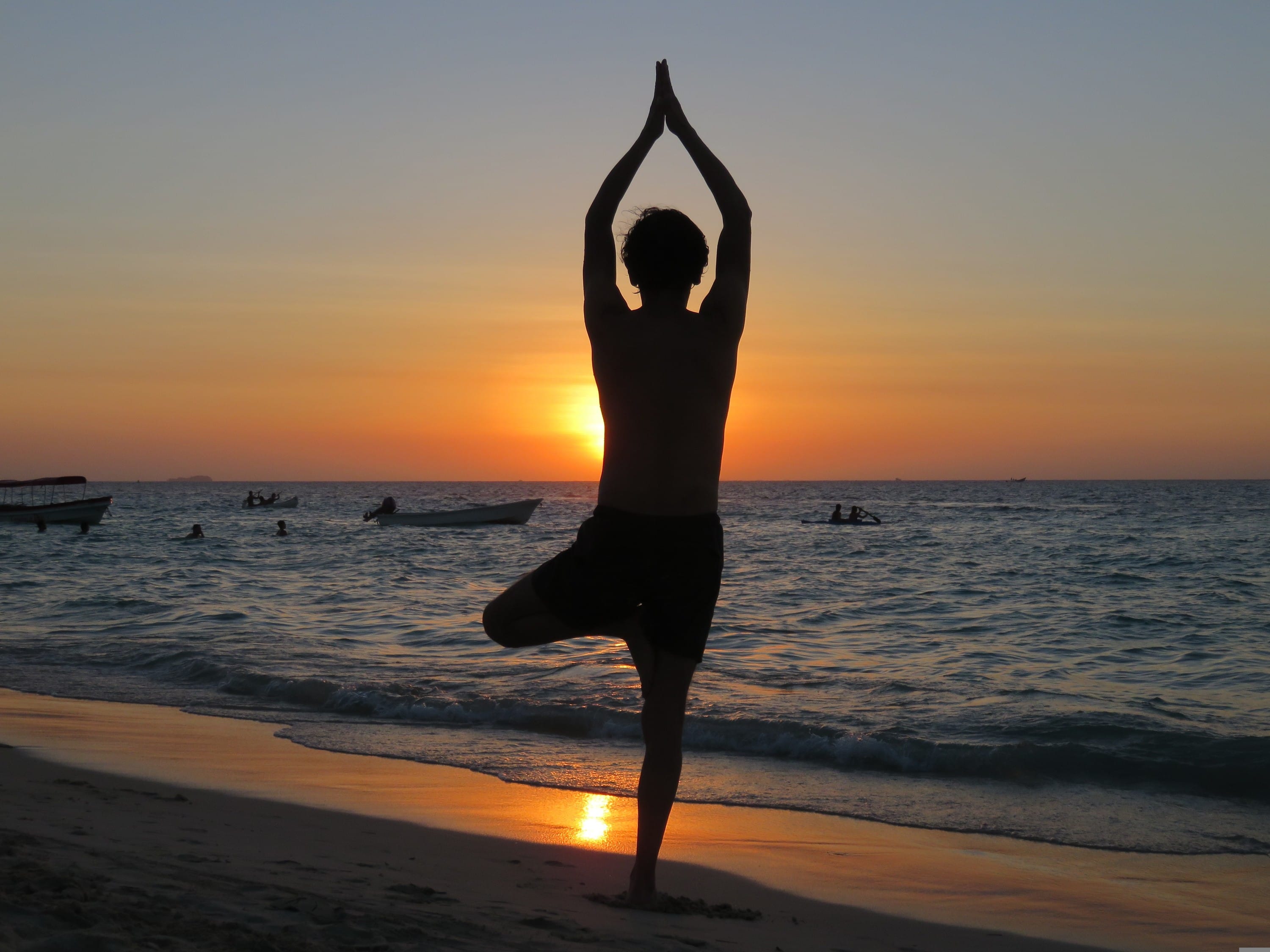Doing yoga outside