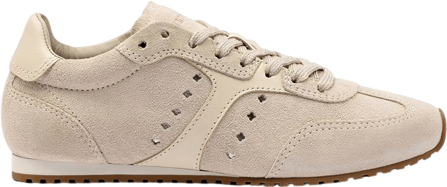 Stella Sneaker In Mushroom Grey Suede and Ivory Leather