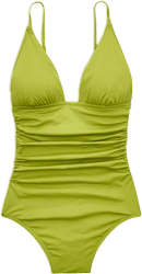 Ruched V-Neck One-Piece Swimsuit