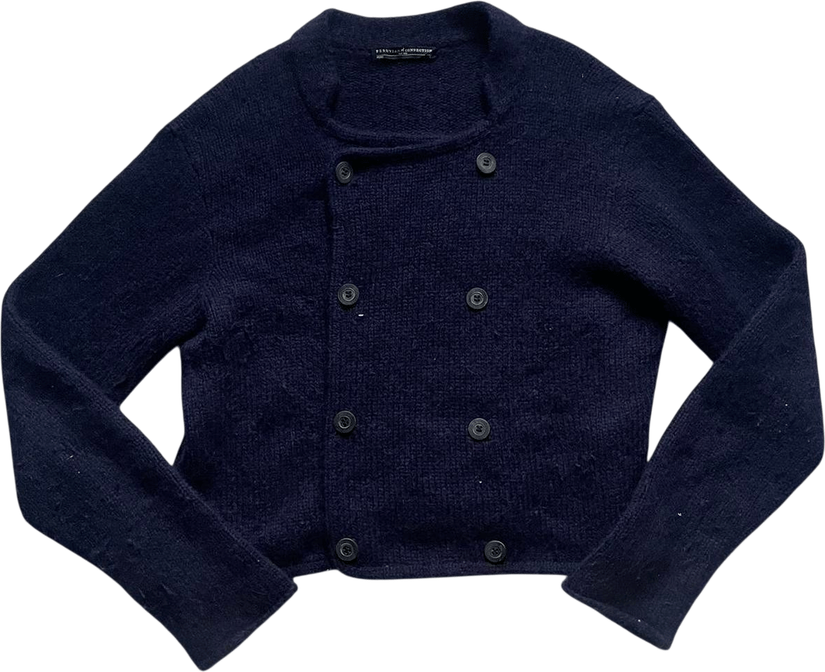 Vintage Double-Breasted Navy Cardigan