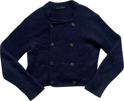 Vintage Double-Breasted Navy Cardigan