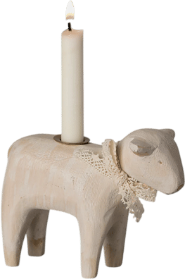 Maileg Wooden Candle Holder, Lamb - Off WhiteDefault Title