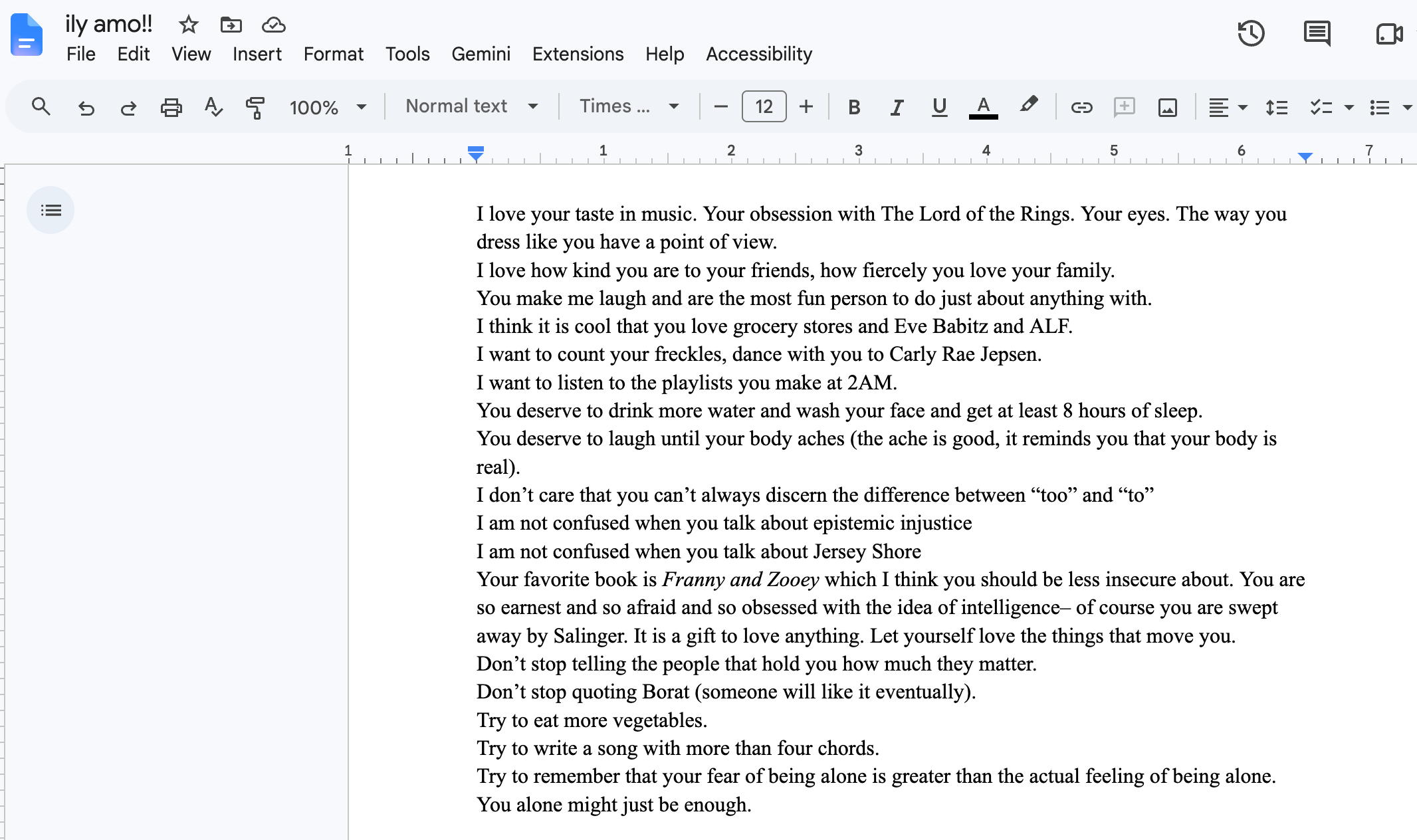 writing yourself love letters