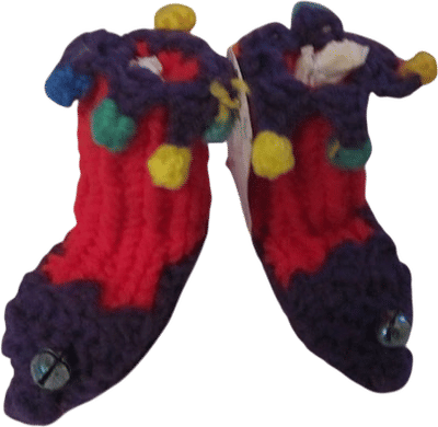 Knitted Court Jester Elf Baby Booties