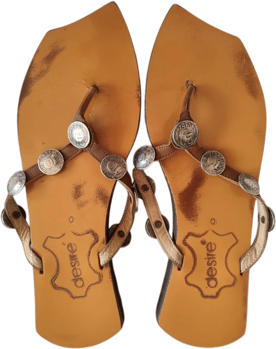 Vintage Brown Leather Flip Flops Boho Slippers 90's 00's Y2k Sandals Shoes US9/EU40/UK6 - Etsy