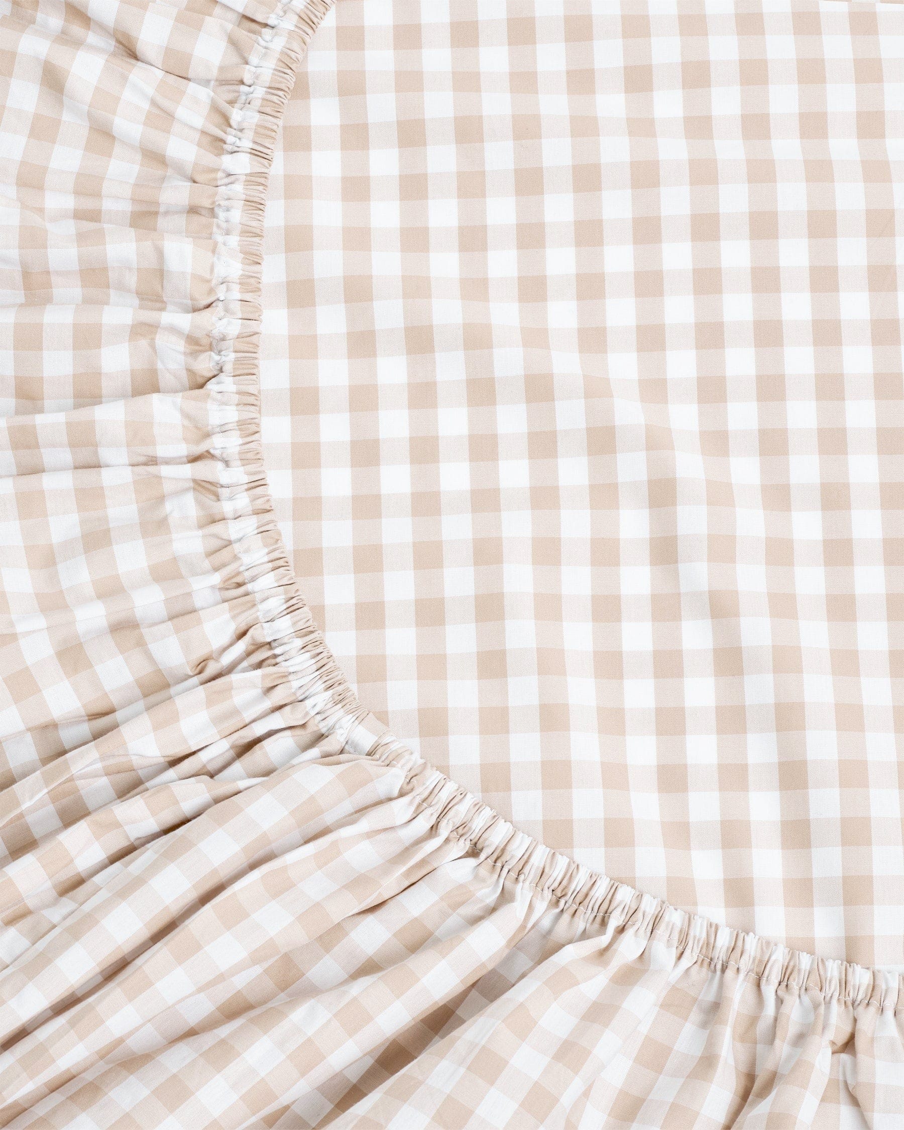 Luxe Premium Percale Crib Sheet in Camel Gingham