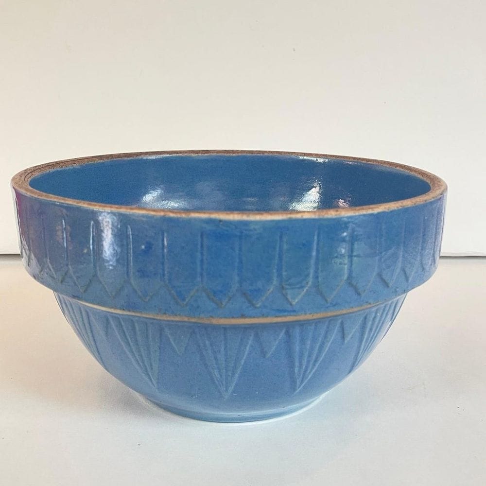 Ruckel's Vintage Blue Stoneware Mixing Bowl Embossed Picket Fences Cobalt 9" D - Etsy