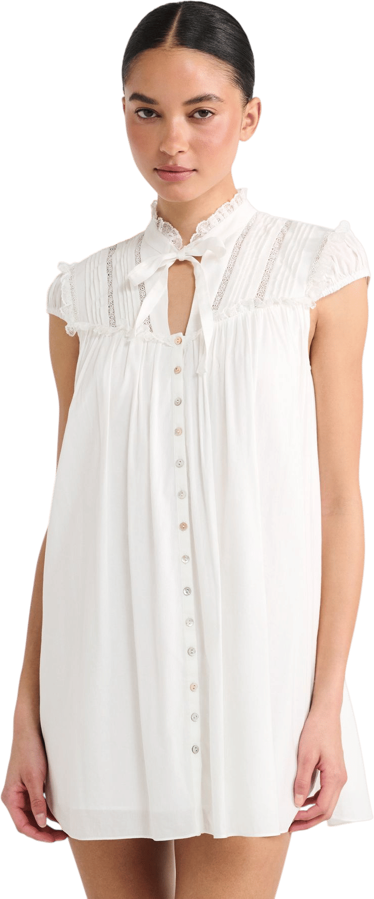 Olive Grove Cotton Mini Dress in White