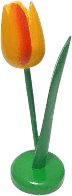 Vintage Wooden Orange Tulip Flower Sculpture 8"