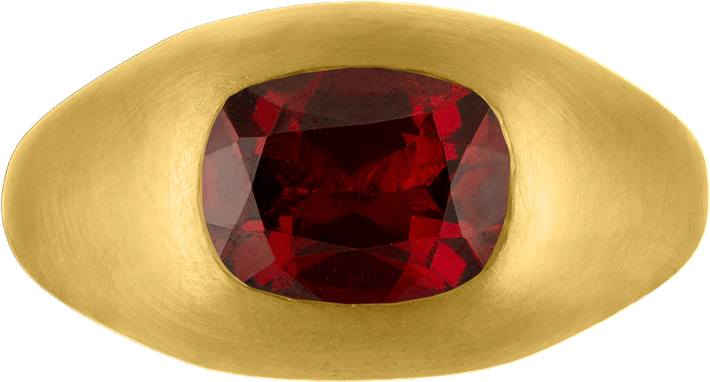 Faceted Spessartite Garnet Cushion Roz Ring